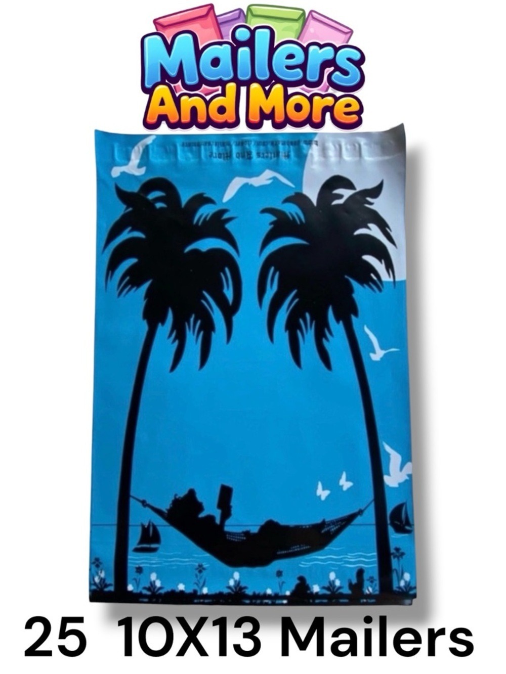 25 10X13 Poly Mailers Girl Hammock Palm Trees, Shipping Envelopes PRICE IS FIRM